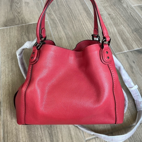 COACH NWT!! Edie 28 in Washed Red Pebble Leather Hobo Shoulder Bag # 57124 - Picture 2 of 16